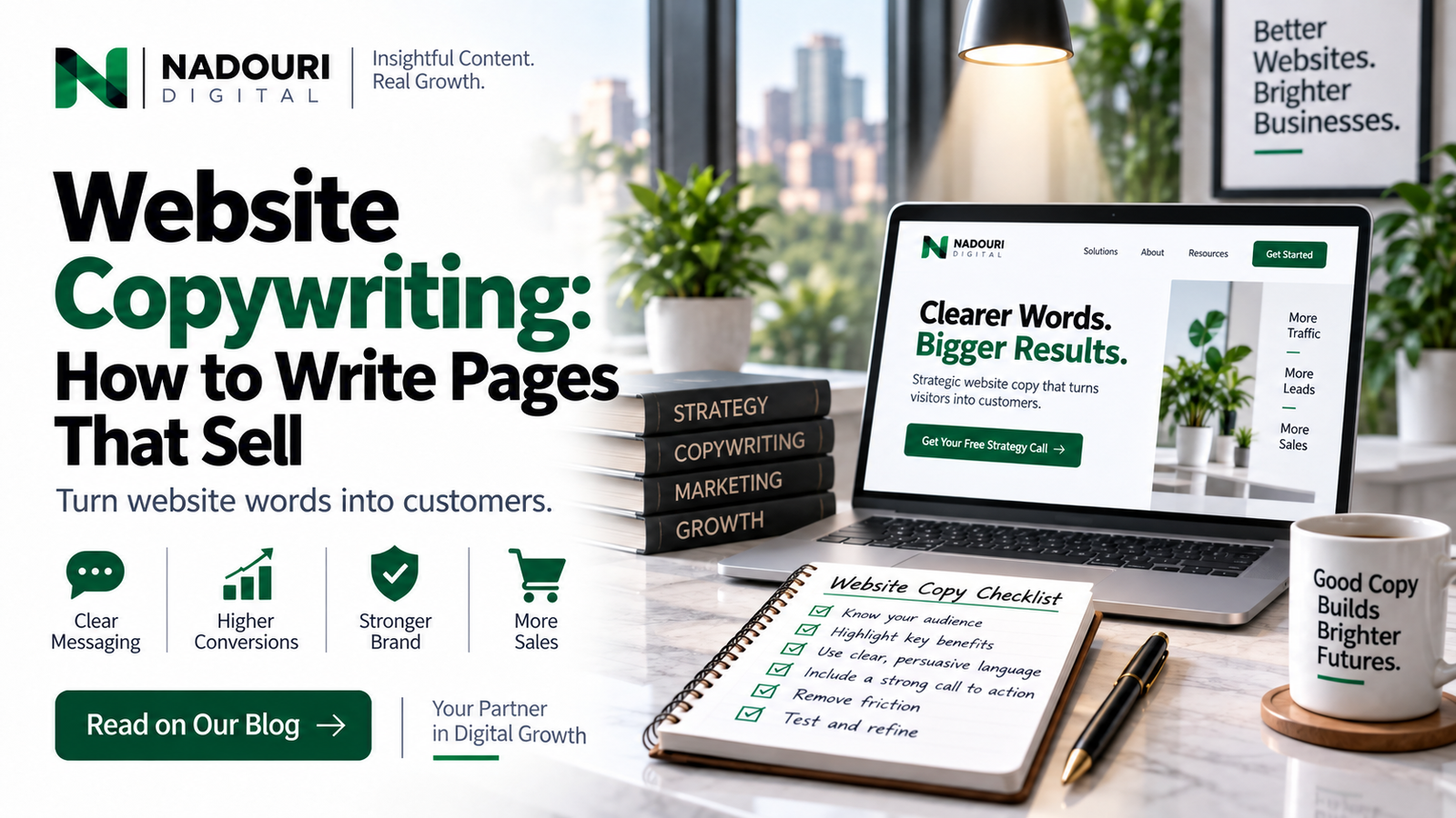 Website copywriting guide showing how to write pages that sell - Nadouri Digital